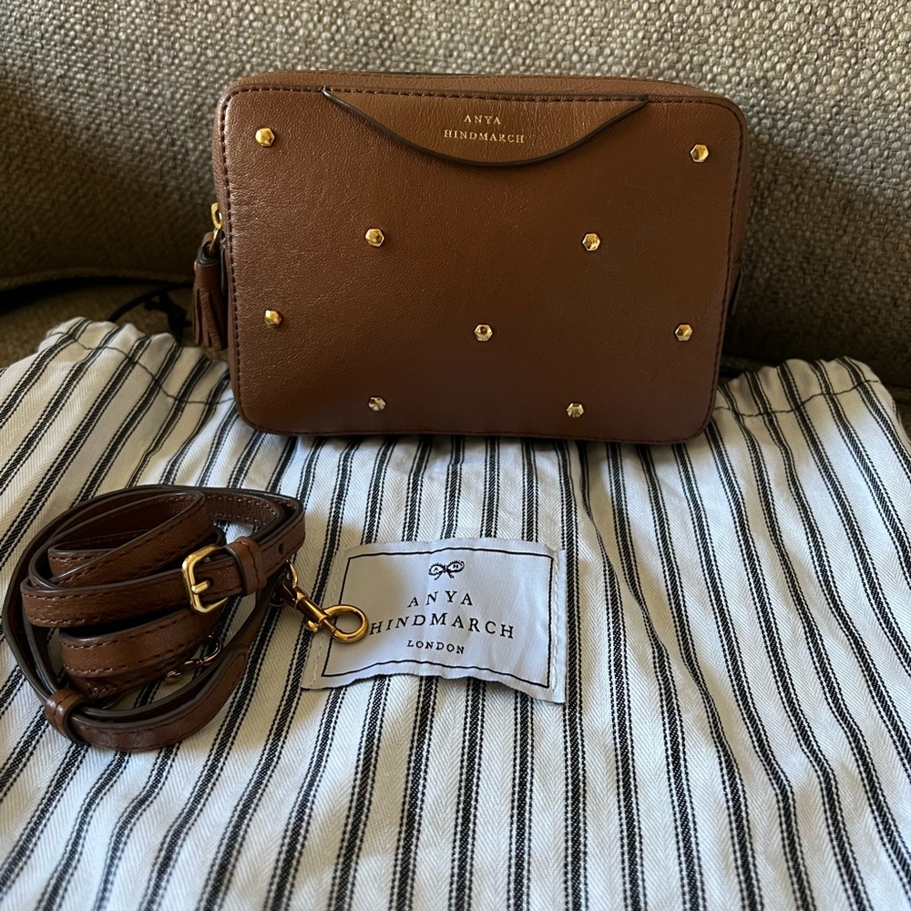 Anya Hindmarch Studded Leather Double-Zip Wallet On Strap